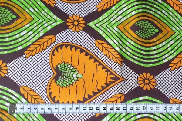 ORANGE HEART Waxprint Stoff